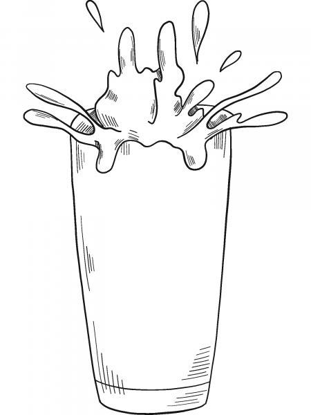 Glass of Milk coloring page image