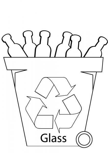 Glass Recycling Bin coloring page image