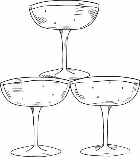 Glasses of Champagne coloring page image