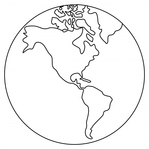 Globe Showing Americas coloring page image