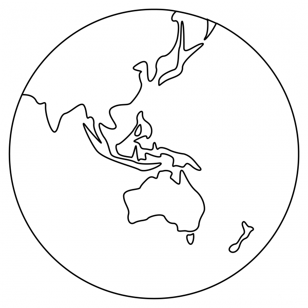 Globe Showing Asia Australia coloring page image