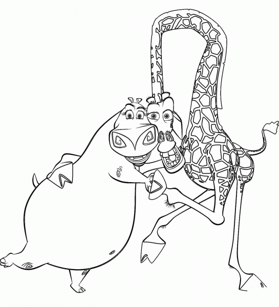 Gloria And Melman  coloring page image