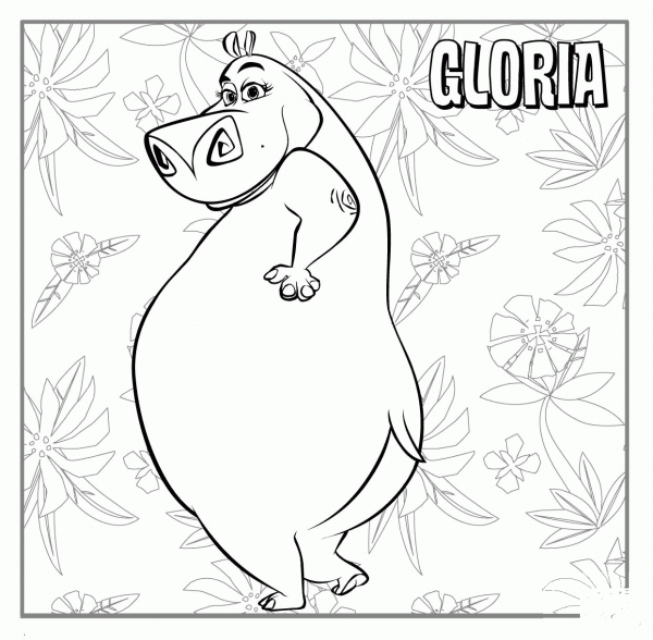 Gloria The Hippopotamus  coloring page image