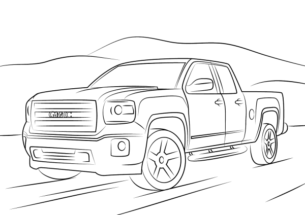 GMC Sierra coloring page image