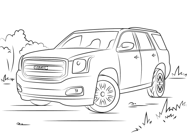 GMC Yukon coloring page image