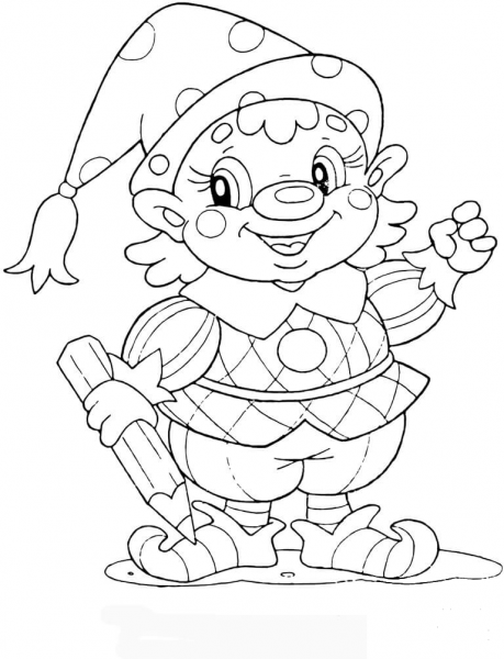 Gnome at school coloring page image