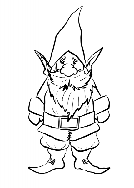 Gnome coloring page image