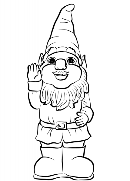 Gnome Say Hello coloring page image