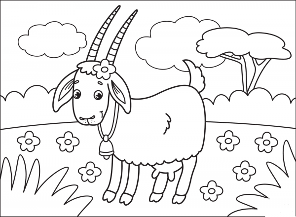 Goat coloring page image