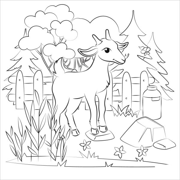 Goat coloring page image