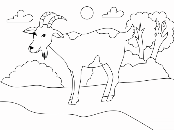 Goat coloring page image