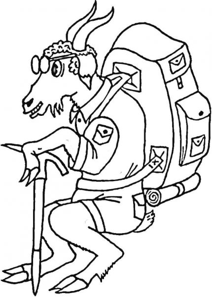 Goat Hiker  coloring page image