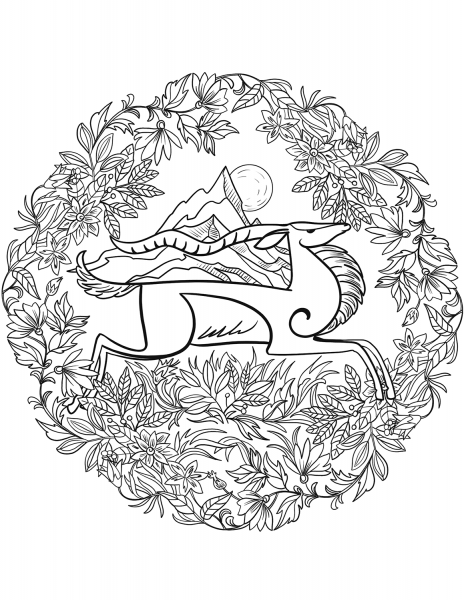 Goat Mandala coloring page image