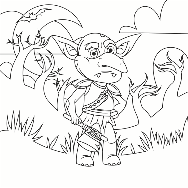 Goblin coloring page image