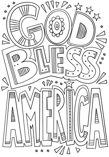 God Bless America Doodle coloring page image