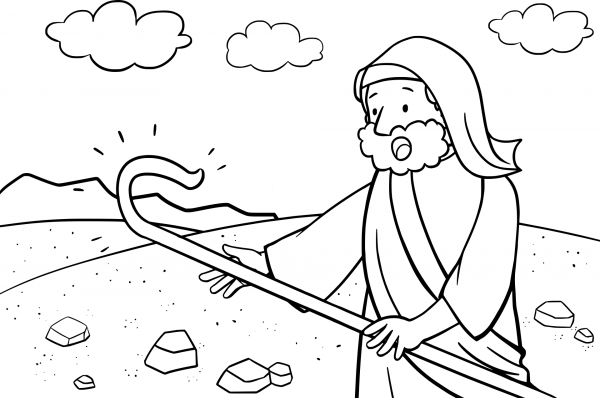 God Gave the Staff to Moses coloring page image