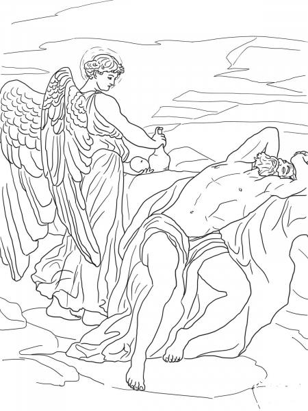 God Sends an Angel to Elijah coloring page image