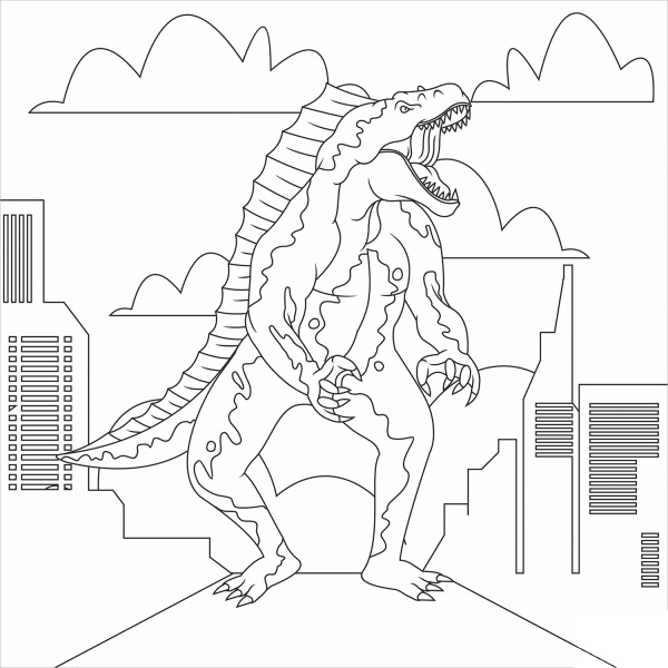 Godzilla coloring page image