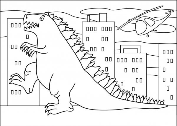 Godzilla coloring page image