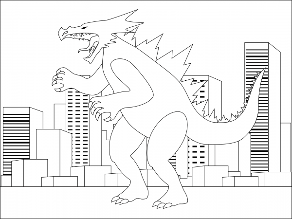 Godzilla coloring page image