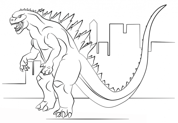 Godzilla coloring page image