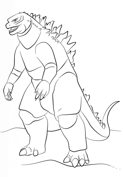 Godzilla monster coloring page image