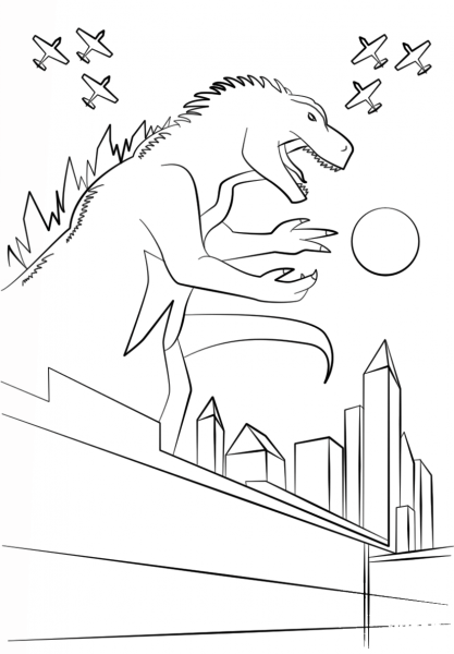 Godzilla Poster coloring page image