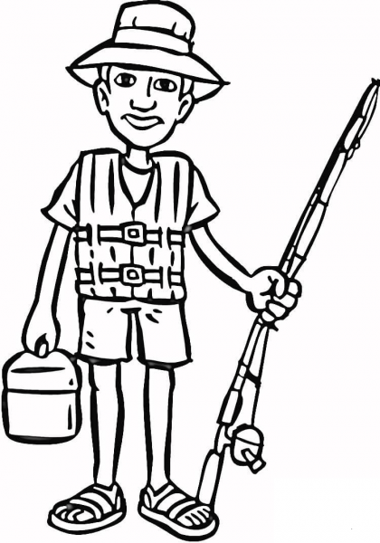 Going on Fishing  coloring page image