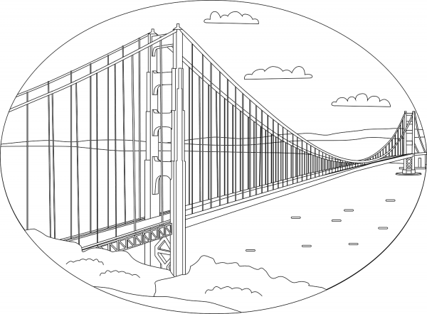 Golden Gate Bridge coloring page image