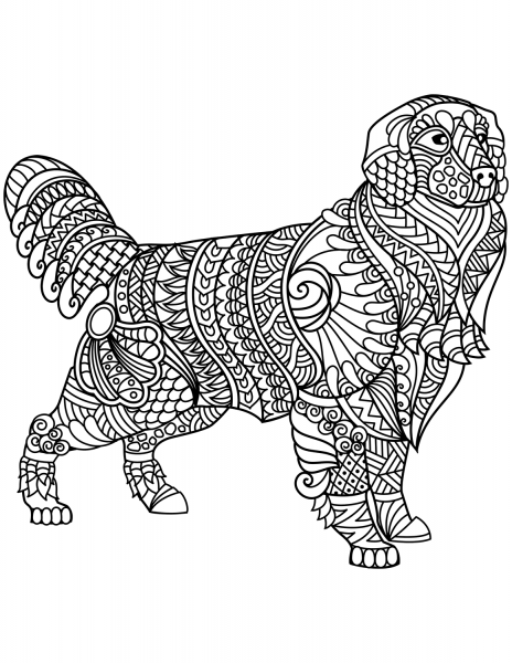 Golden Retriever Zentangle coloring page image