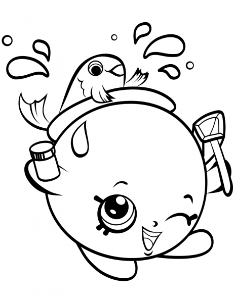 Goldie Fishbowl Petkins Shopkin coloring page image
