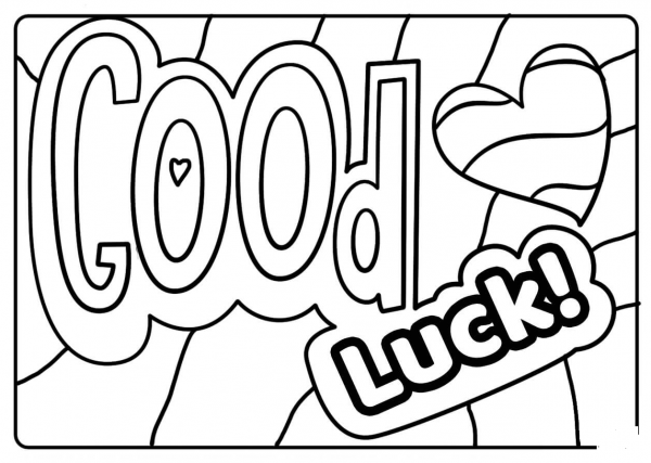 Good Luck – Encouraging Note coloring page image