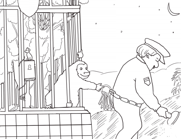 Good Night Gorilla coloring page image
