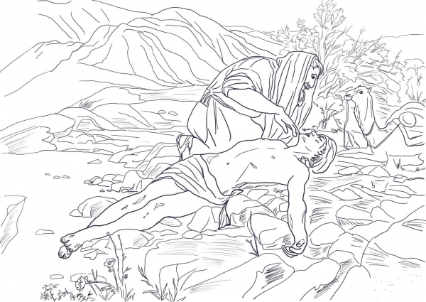 Good Samaritan coloring page image