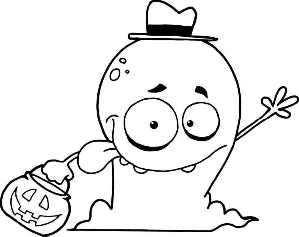 Goofy Ghost Goes Trick Or Treating coloring page image