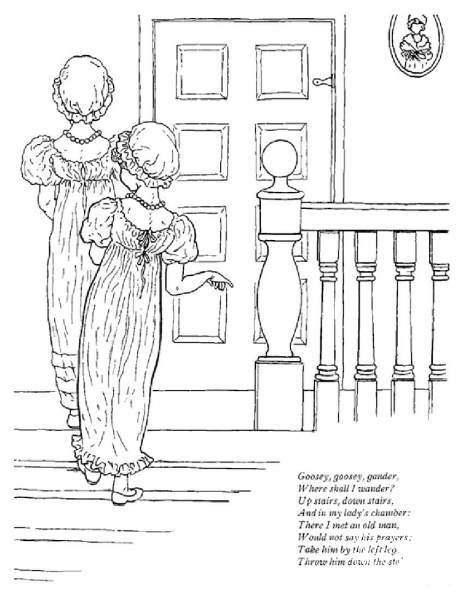 Goosey Goosey Gander coloring page image