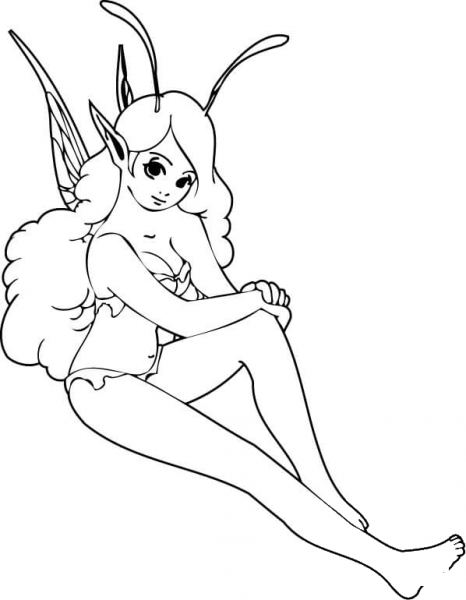 Gorgeous Elf Girl coloring page image