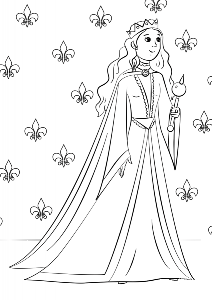 Gorgeous Queen coloring page image