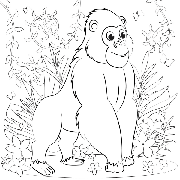Gorilla coloring page image
