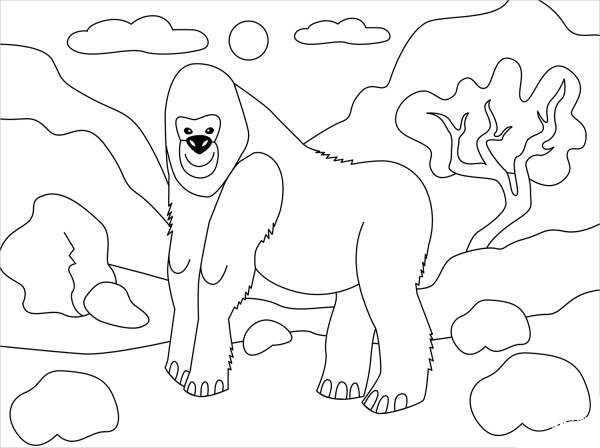 Gorilla coloring page image