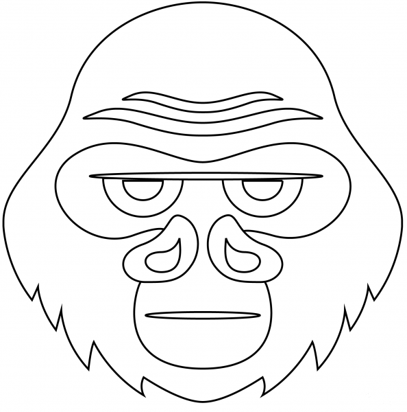 Gorilla Face coloring page image