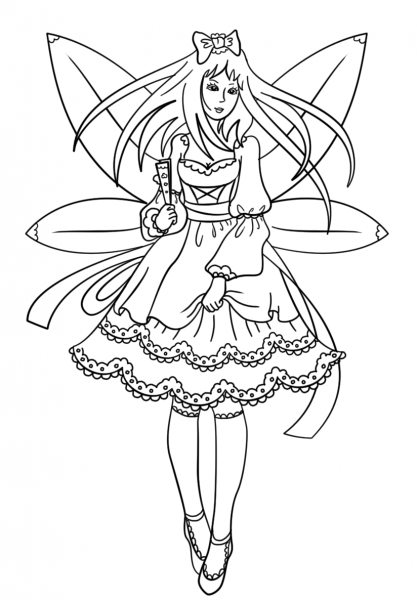 Gothic Fairy coloring page image