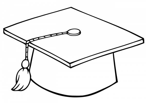 Graduate Cap coloring page image