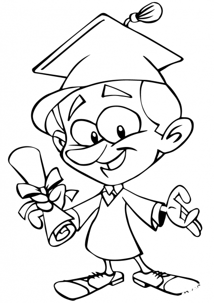 Graduating Cartoon Guy coloring page image
