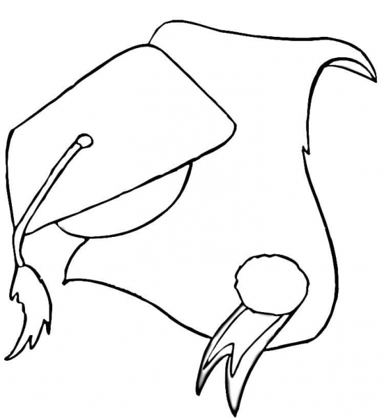 Graduation Cap and Diploma  coloring page image