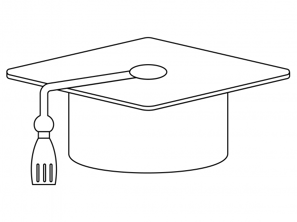 Graduation Cap coloring page image
