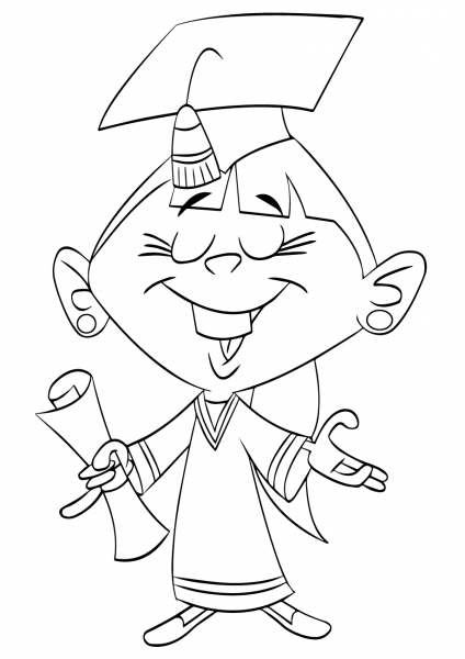 Graduation Cartoon Girl coloring page image