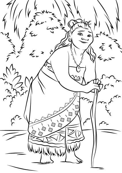 Gramma Tala from Moana coloring page image