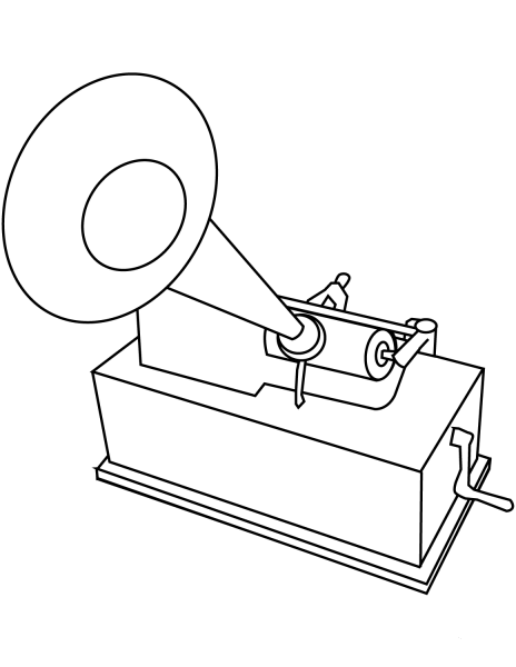 Gramophone (phonograph) coloring page image