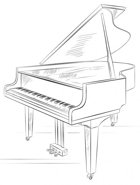 Grand Piano coloring page image